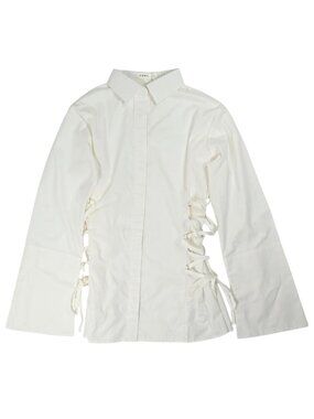 Esme Lace-Up Corset Cotton Poplin Shirt in White